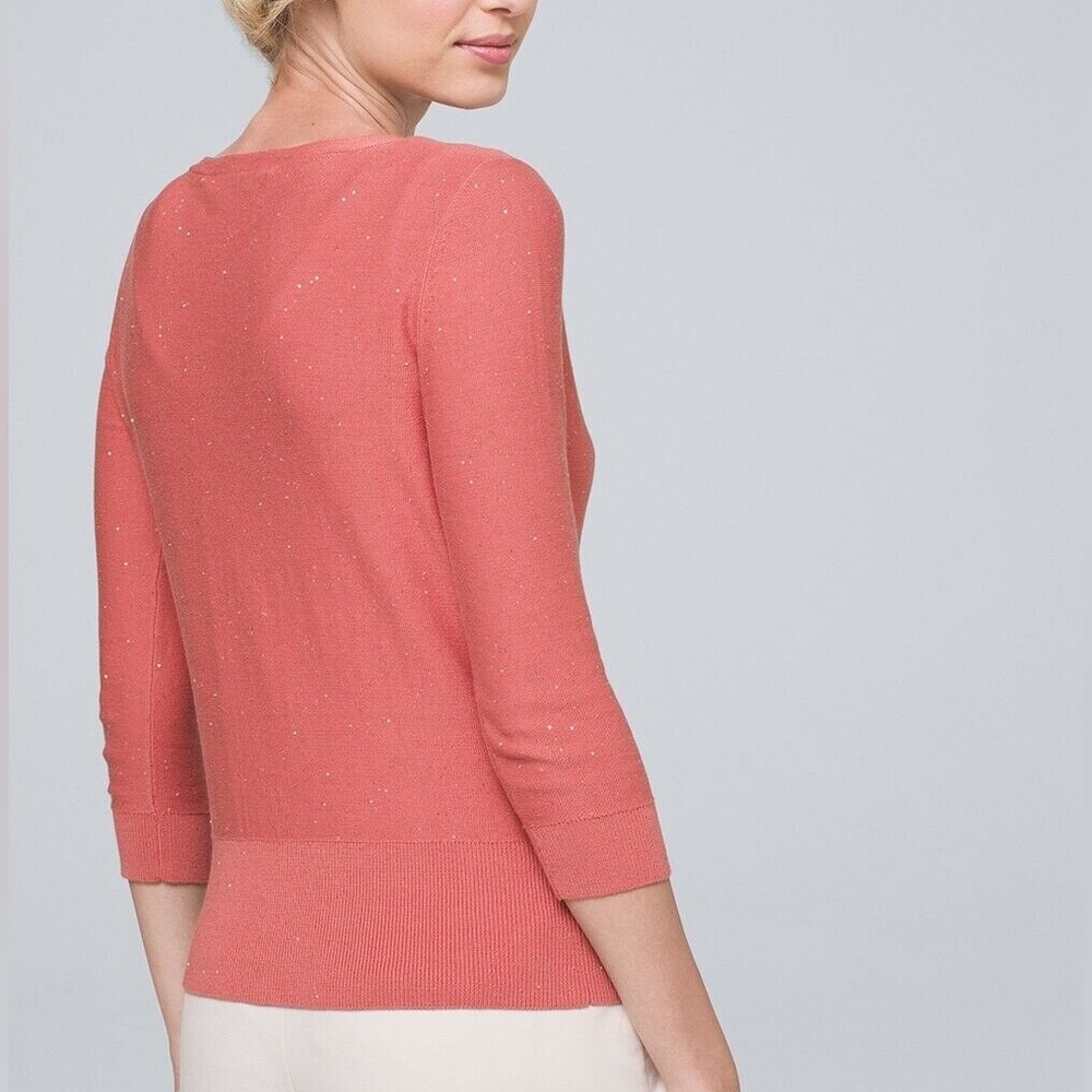 WHBM ADOBE MICRO-SEQUIN V-NECK CARDIGAN - Picture 2 of 3